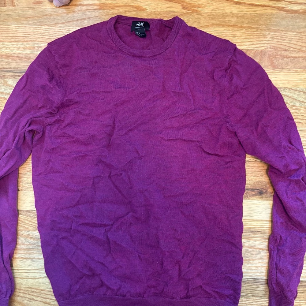 H&M Men's Purple Sweater (Merino Wool)